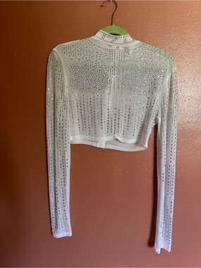 White Fringe Rhinestone Skirt Set